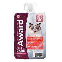 Влажный дополнительный корм AWARD SPECIAL CARE Healthy skin&coat "мясное пюре" для взрослых кошек для здоровья кожи и шерсти из курицы с лососем 100 г