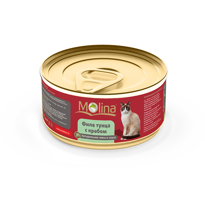 Консервированный корм для кошек Молина (Molina) Филе тунца с крабом в соусе, 80 г