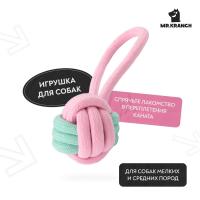Игрушка Mr.Kranch для собак Мяч из каната на кольцевом шнуре 15*5 см розовая с голубым