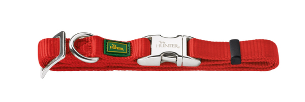 Hunter ошейник для собак ALU-Strong M (40-55 см) нейлон с металлической застежкой красный