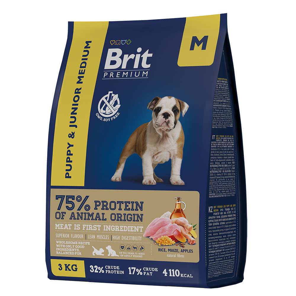 Сухой корм Brit Premium Dog Puppy and Junior Medium с курицей для щенков и молодых собак средних пород