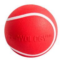 Игрушка Playology хрустящий жевательный мяч для собак SQUEAKY CHEW BALL 8 см с пищалкой и с ароматом говядины, красный