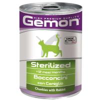 Влажный корм Gemon Cat Sterilized для стерилизованных кошек, кусочки с кроликом, консервы 415 г