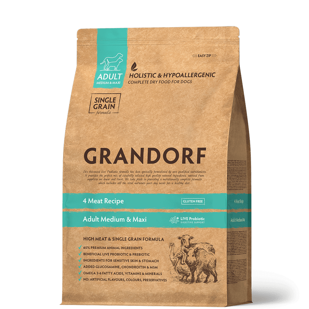 Сухой корм Grandorf Adult Medium Maxi для взрослых собак средних и крупных пород, 4 вида мяса
