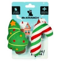 Набор игрушек Mr.Kranch для кошек Ёлочка и леденец новогодние плюшевые с кошачьей мятой 2 шт х 9 см