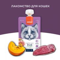 Лакомство Wanpy Cat для кошек Мясное пюре из утки 90 г