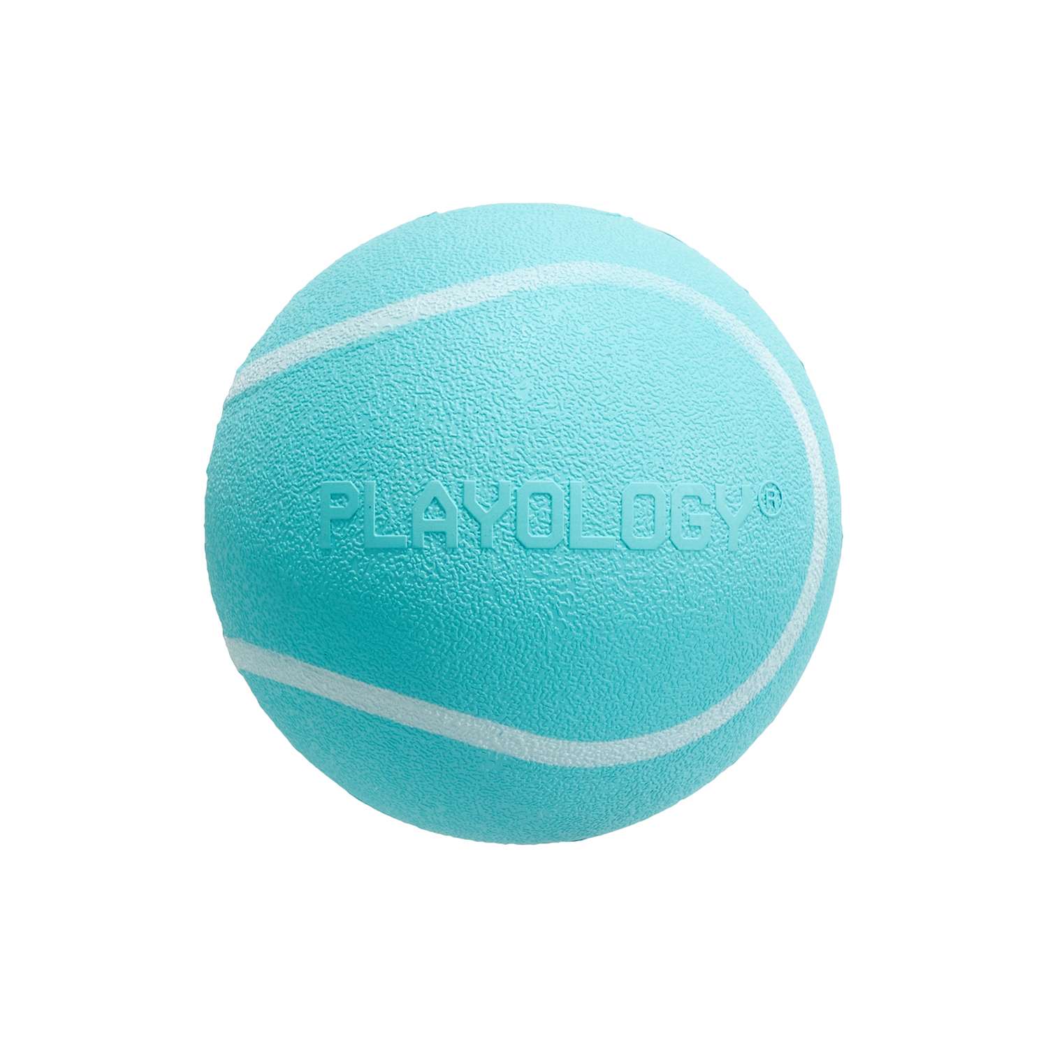 Жевательный мяч Playology SQUEAKY CHEW BALL 6 см для собак мелких и средних пород с пищалкой и с ароматом арахиса, цвет голубой