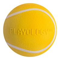 Игрушка Playology хрустящий жевательный мяч для собак SQUEAKY CHEW BALL 8 см с пищалкой и с ароматом курицы, желтый