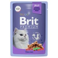 Влажный корм Brit Premium для взрослых кошек треска в желе 85 г