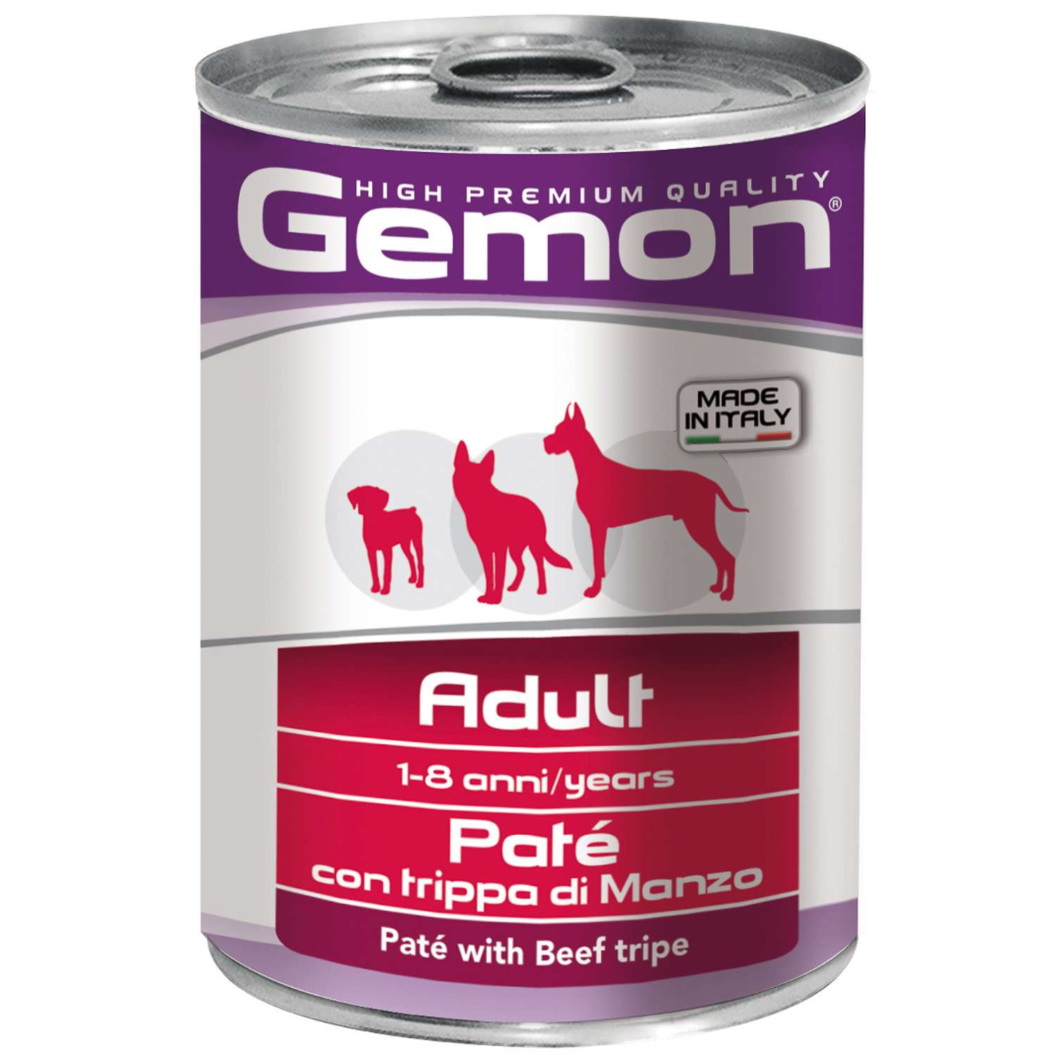 Влажный корм Gemon Dog для взрослых собак, паштет из говяжьего рубеца, консервы 400 г