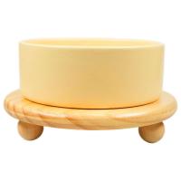 Миска Mr.Kranch Bamboo керамическая желтая на бамбуковой подставке 850 мл