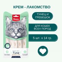 Лакомство Wanpy Cat для кошек «нежное пюре» из тунца и гребешка 70 г