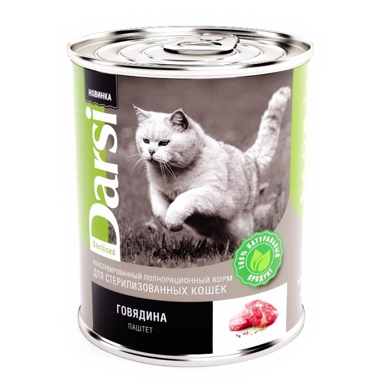 Консервированный корм для стерилизованных кошек Darsi Говядина паштет 340 гр