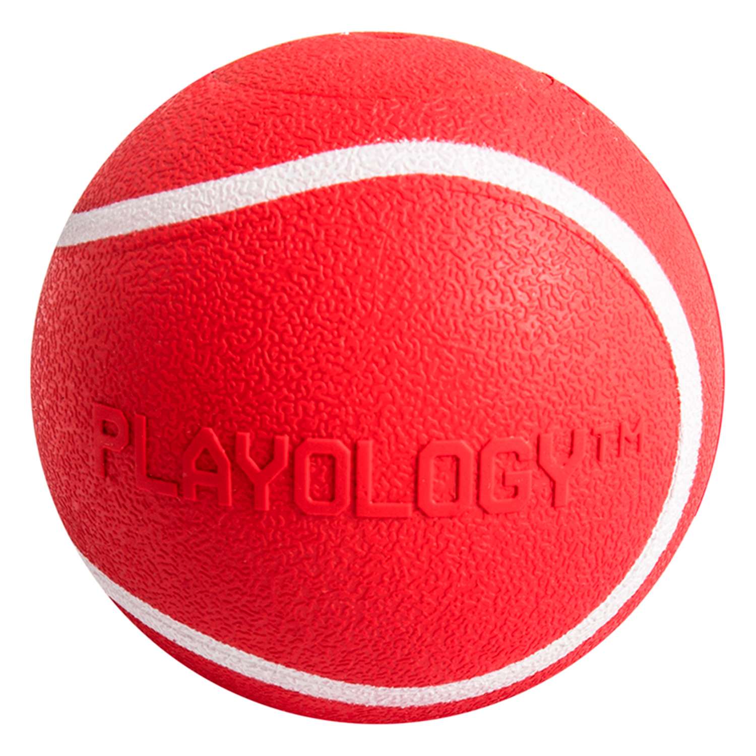 Жевательный мяч Playology SQUEAKY CHEW BALL 6 см для собак мелких и средних пород с пищалкой и с ароматом говядины, цвет красный