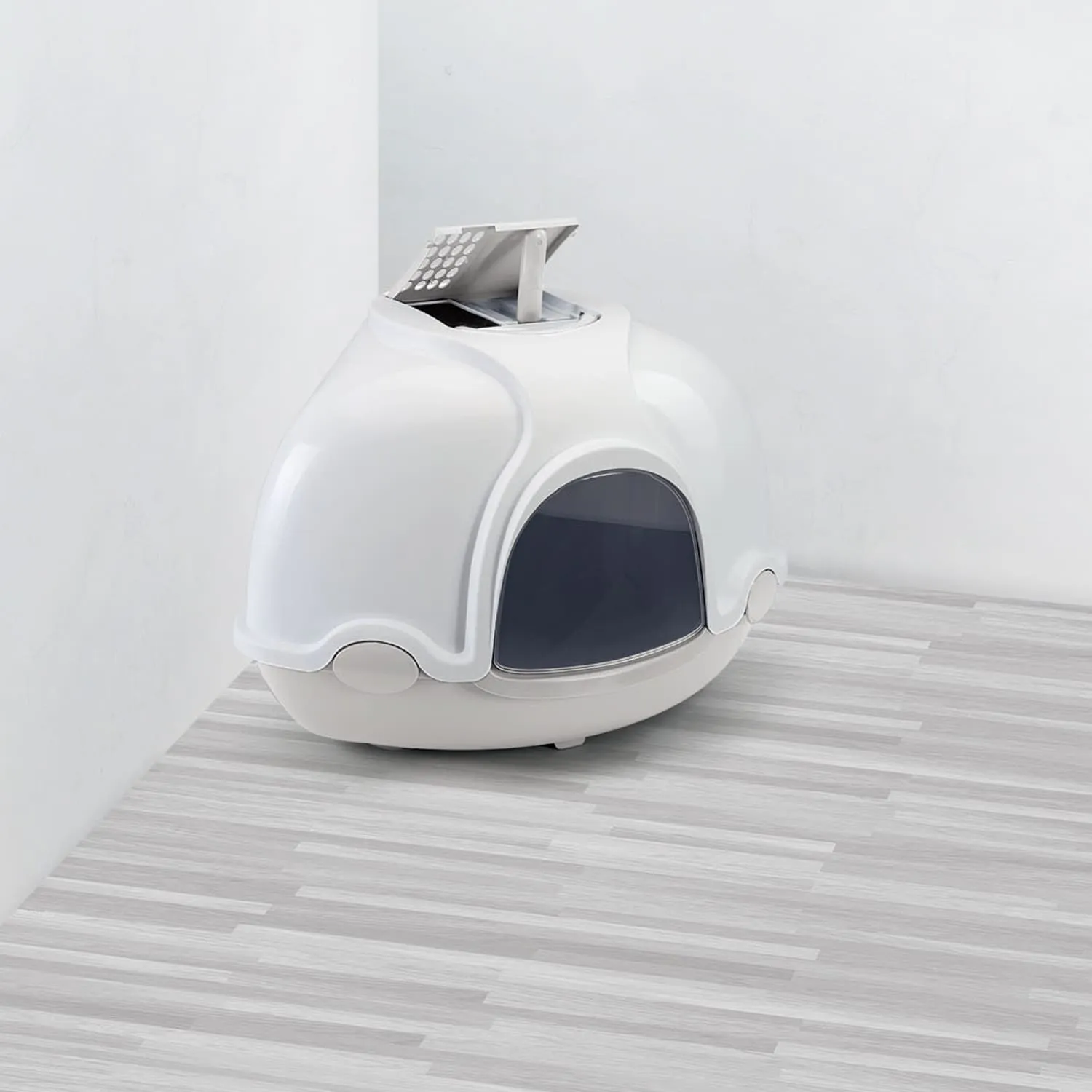 IMAC био-туалет для кошек угловой GINGER 52х52х44,5h см, светло-серый