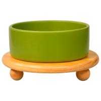 Миска Mr.Kranch Bamboo керамическая зеленая на бамбуковой подставке 850 мл