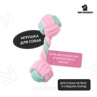 Игрушка Mr.Kranch для собак Гантель из каната 14*5 см розовая с голубым