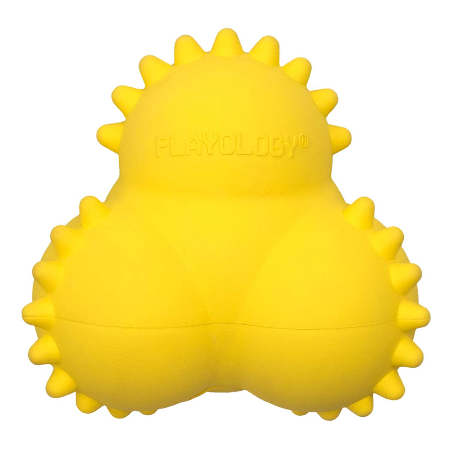 Дентальный жевательный тройной мяч Playology SQUEAKY BOUNCE BALL для щенков 4-8 месяцев с ароматом курицы, цвет желтый