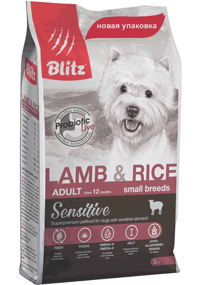 Blitz Lamb Rice Small Breeds Adult корм для маленьких собак с ягненком