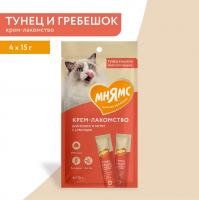 Крем-лакомство Мнямс для кошек с тунцом Кацуо и морским гребешком 15 г х 4 шт.