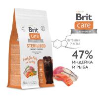 Сухой корм BRIT CARE Sterilised Weight Control для стерилизованных кошек, с индейкой и морской рыбой