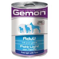 Влажный корм Gemon Dog Light для собак, низкокалорийный, паштет с тунцом, консервы 400 г