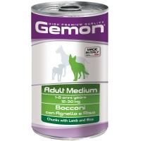 Влажный корм Gemon Dog Medium для взрослых собак средних пород, кусочки с ягненком и рисом, консервы 1250 г