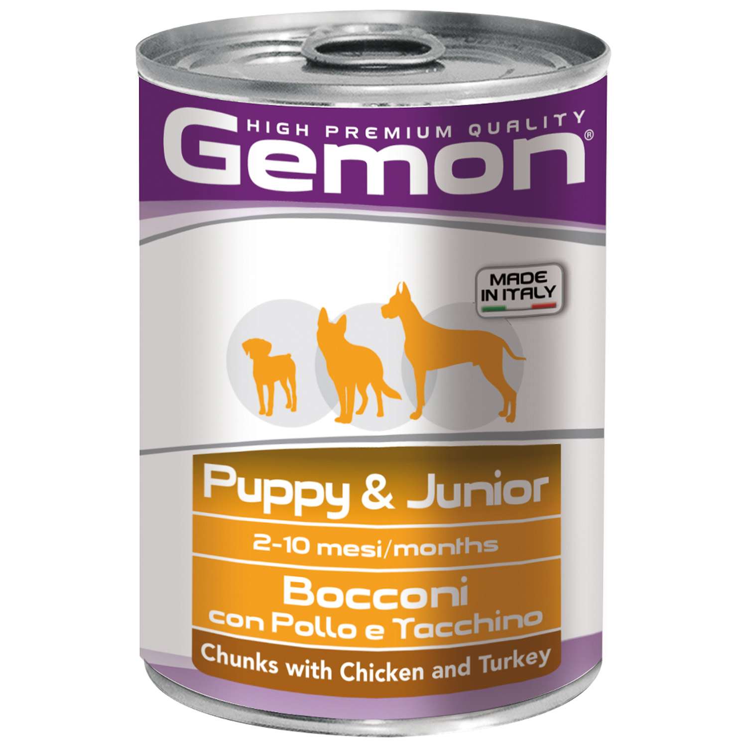 Влажный корм Gemon Dog для щенков кусочки с курицей и индейкой, консервы 415 г