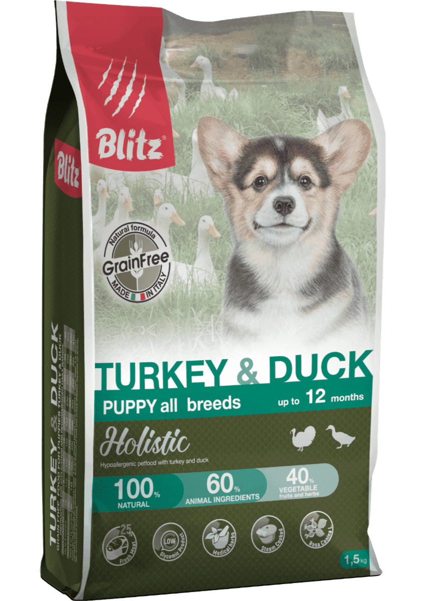 Blitz Holistic Puppies Duck Turkey корм для щенков с уткой и индейкой