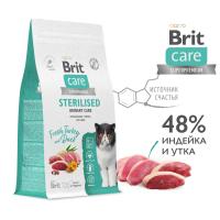 Сухой корм BRIT CARE Sterilised Urinary для стерилизованных кошек, с индейкой и уткой