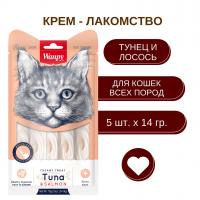 Лакомство Wanpy Cat для кошек «Нежное пюре» из тунца и лосося 70 г