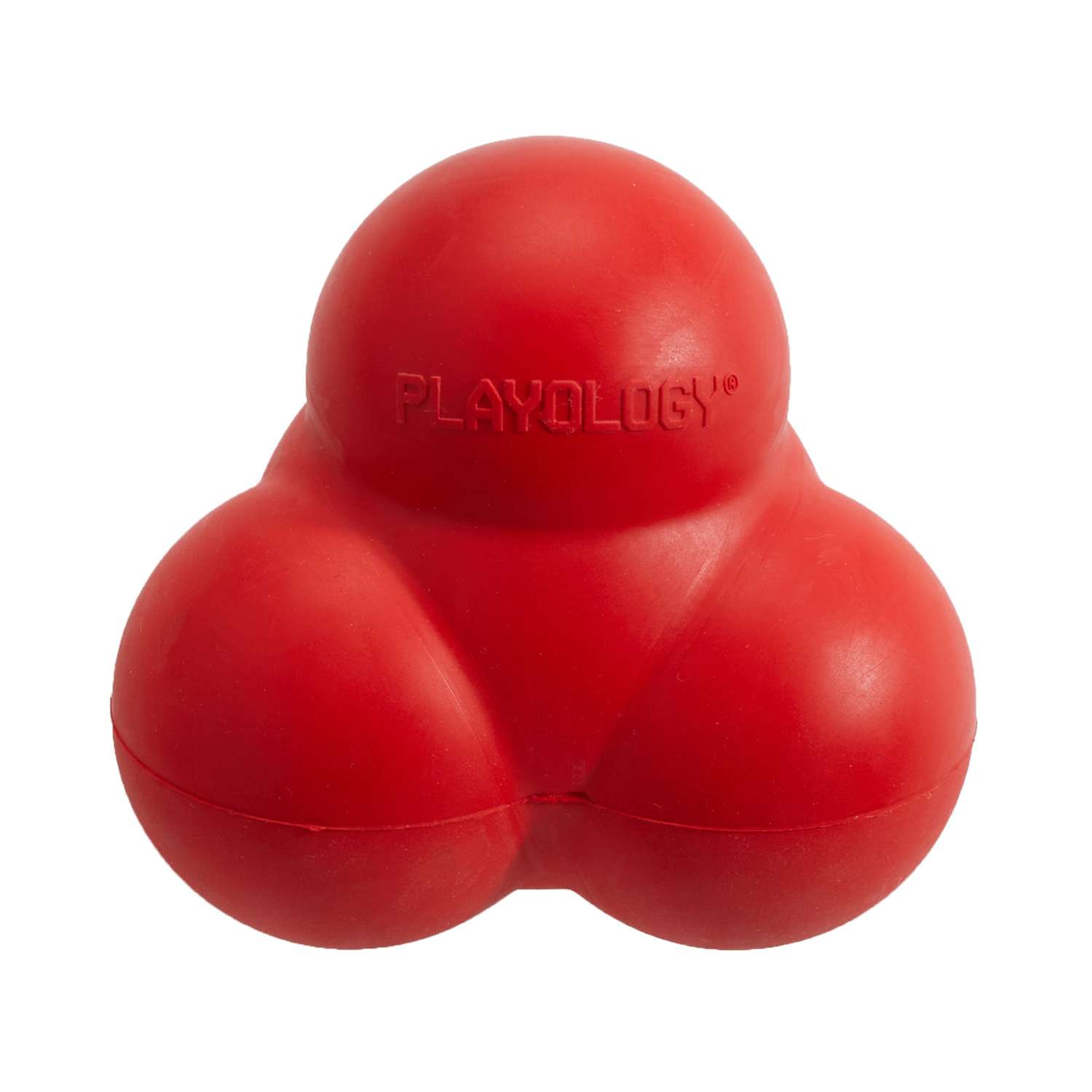Жевательный тройной мяч Playology SQUEAKY BOUNCE BALL для собак средних и крупных пород с пищалкой и с ароматом говядины, цвет красный