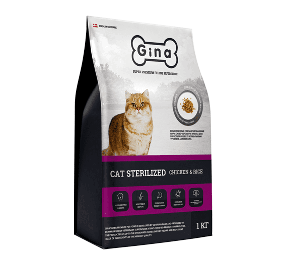 Корм для стерилизованных кошек Джина (Gina Cat Sterilized Chicken Rice)