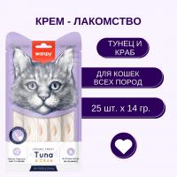 Лакомство Wanpy Cat для кошек "Нежное пюре" из тунца и краба 25 шт х14 г