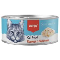 Консервы Wanpy Cat для кошек "Кусочки курицы и лосось" 95 г