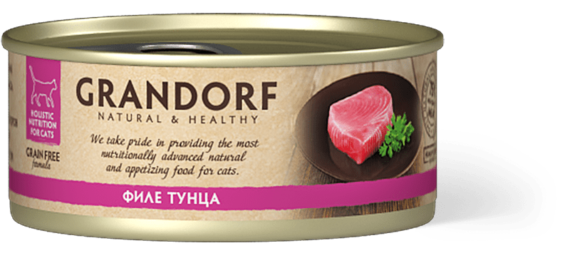 Grandorf Tuna in Broth 70гр*6шт. Филе тунца. Консервированный корм для кошек Грандорф.