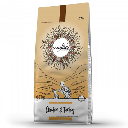 Сухой корм CRAFTIA NATURA для взрослых собак миниатюрных и мелких пород из курицы и индейки 7 кг