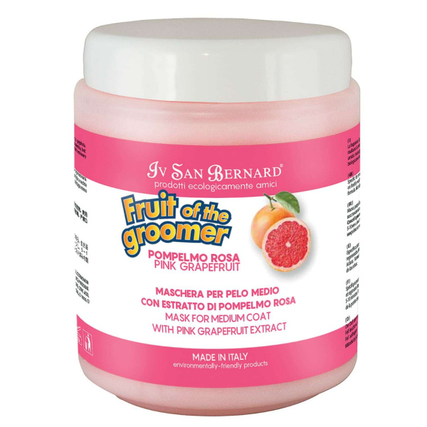Маска Iv San Bernard Fruit of the Groomer Pink Grapefruit восстанавливающая для шерсти средней длины с витаминами 1 л
