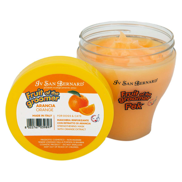 Маска Iv San Bernard Fruit of the Groomer Orange, восстанавливающая для слабой выпадающей шерсти с силиконом 250 мл