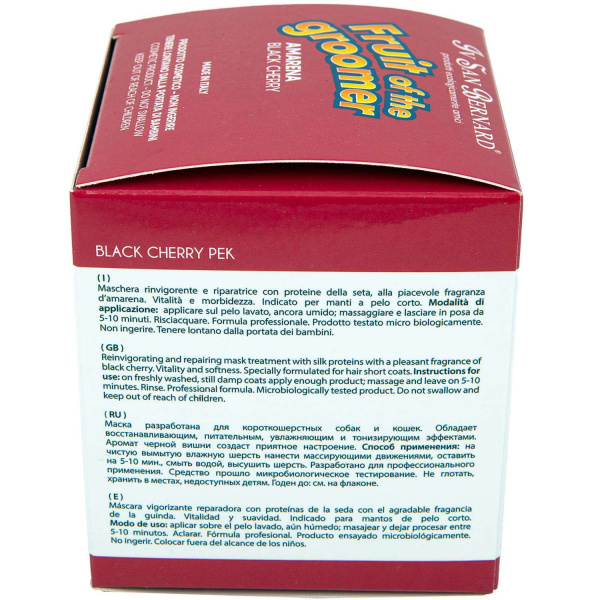 Маска Iv San Bernard Fruit of the Groomer Black Cherry, восстанавливающая для короткой шерсти с протеинами шелка 250 мл