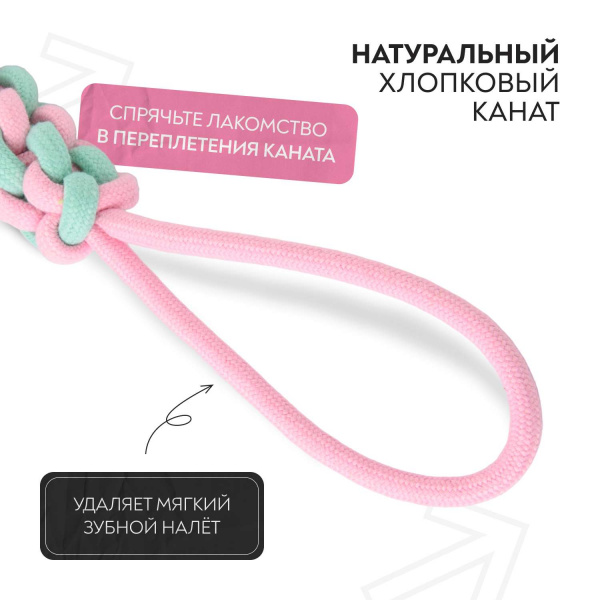 Игрушка Mr.Kranch для собак Жгут из каната 30*4 см розовая с голубым