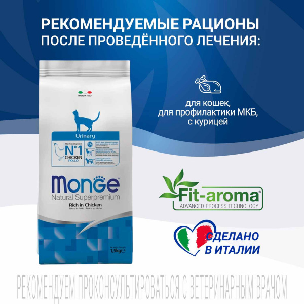 Диетический корм Monge VetSolution Cat Urinary Struvite Уринари Струвит при заболеваниях мочеполовой системы и струвитном течении МКБ 400 г