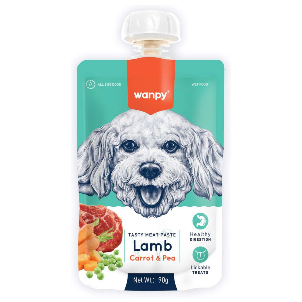 Лакомство для собак Wanpy Dog Мясное пюре из ягненка 90 г