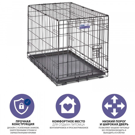 Клетка MidWest iCrate для собак 76х48х53h см, 1 дверь, черная