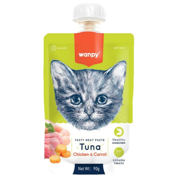 Лакомство Wanpy Cat для кошек Мясное пюре из тунца 90 г