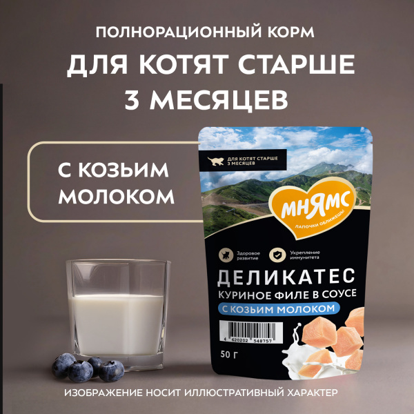 Влажный корм Мнямс Деликатес Куриное филе в соусе для котят старше 3 месяцев 50 г