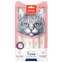 Wanpy Cat Лакомство для кошек "нежное пюре" из тунца и креветками 25 шт х14 г